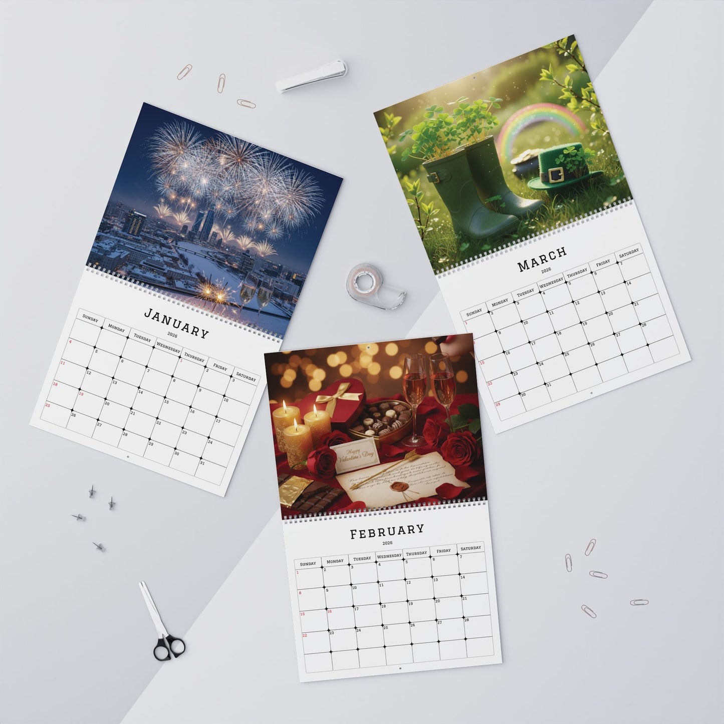 A Year in Seasons 2026 "Customizable" Wall Calendar – Seasonal Home Décor Gift - Bubble Gum Wink