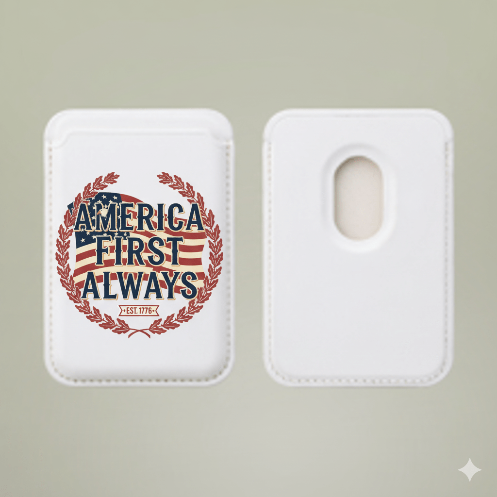 America First Always – Limited Edition MagSafe® Vegan Leather Wallet | Est. 1776 Heritage Design - Bubble Gum Wink