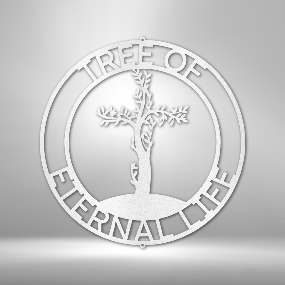 Cross Tree Monogram - Steel Sign - Bubble Gum Wink