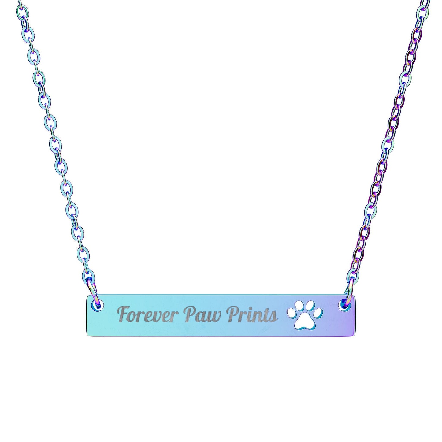 Cutout Paw Bar Necklace (Engraving) - Bubble Gum Wink