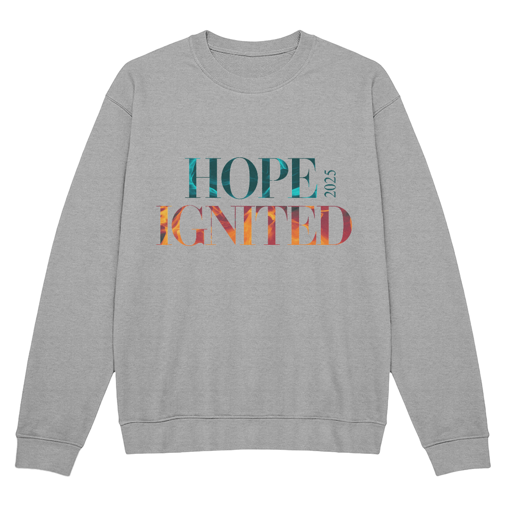 Hope Ignited 2025 Sweatshirt | Inspirational Unisex Crewneck - Bubble Gum Wink