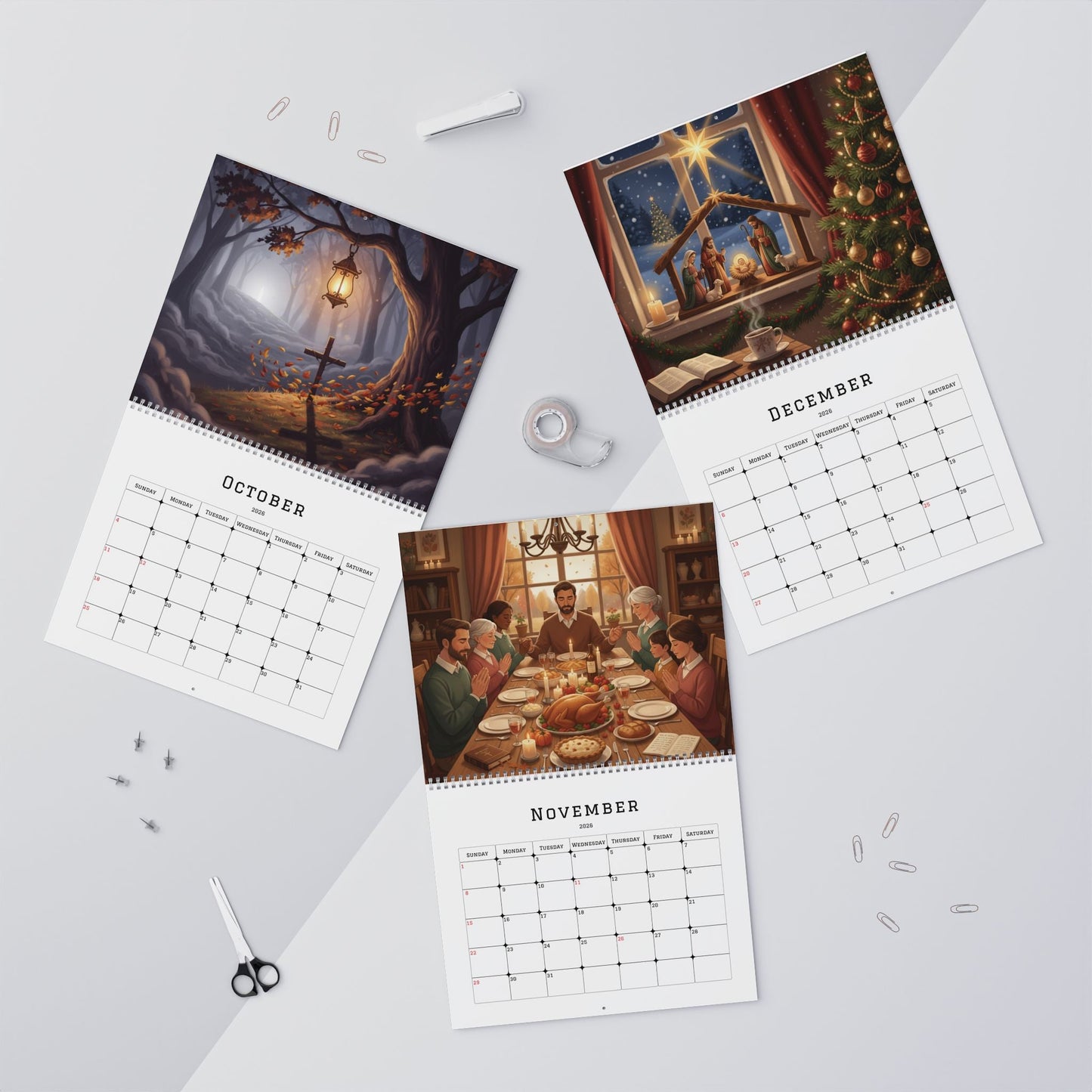 Trusting His Timing in All Seasons – Christian 2026 Wall Calendar | Faith - Inspired Home Décor Gift - Bubble Gum Wink