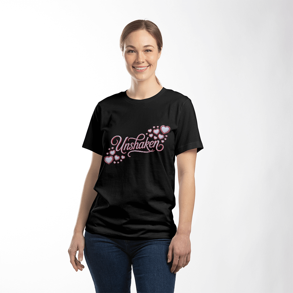 Unshaken Heart – Faith Over Fear Tee - Bubble Gum Wink