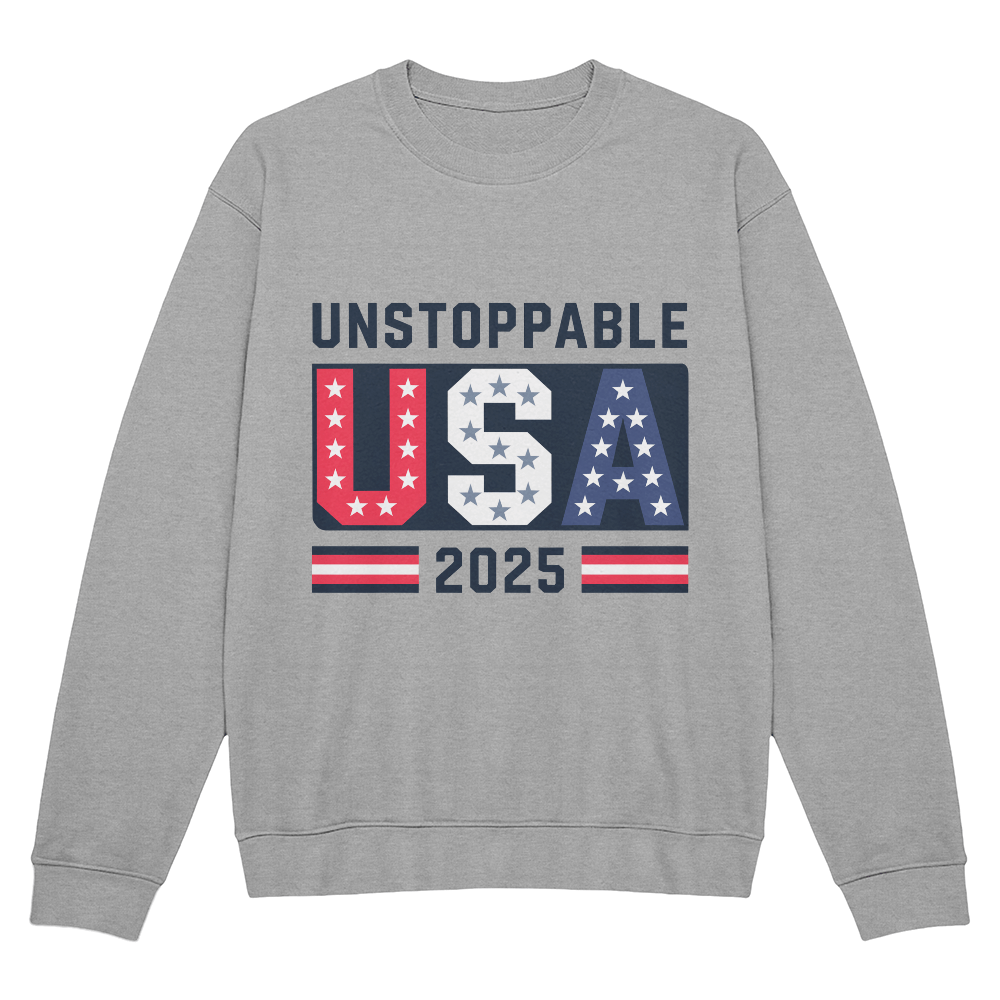 Unstoppable USA 2025 Crewneck | Patriotic Unisex Sweatshirt - Bubble Gum Wink