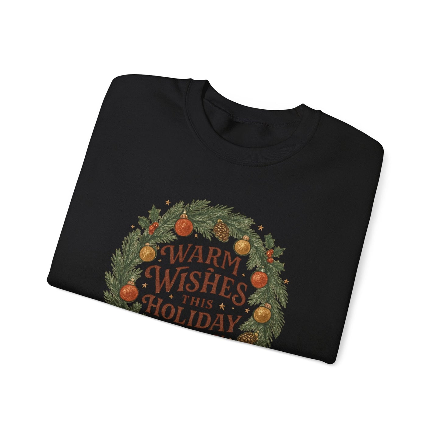 Warm Wishes Holiday Season Crewneck Sweatshirt | Cozy Christmas Wreath Edition - Bubble Gum Wink