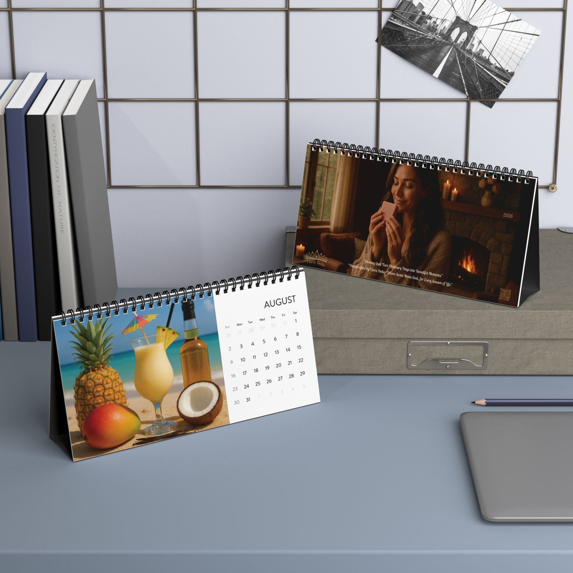 2026 Tiara Bella Desktop Calendar | Elegant Home Décor & Planner | Chic Monthly Organizer & Gift for Women - Bubble Gum Wink