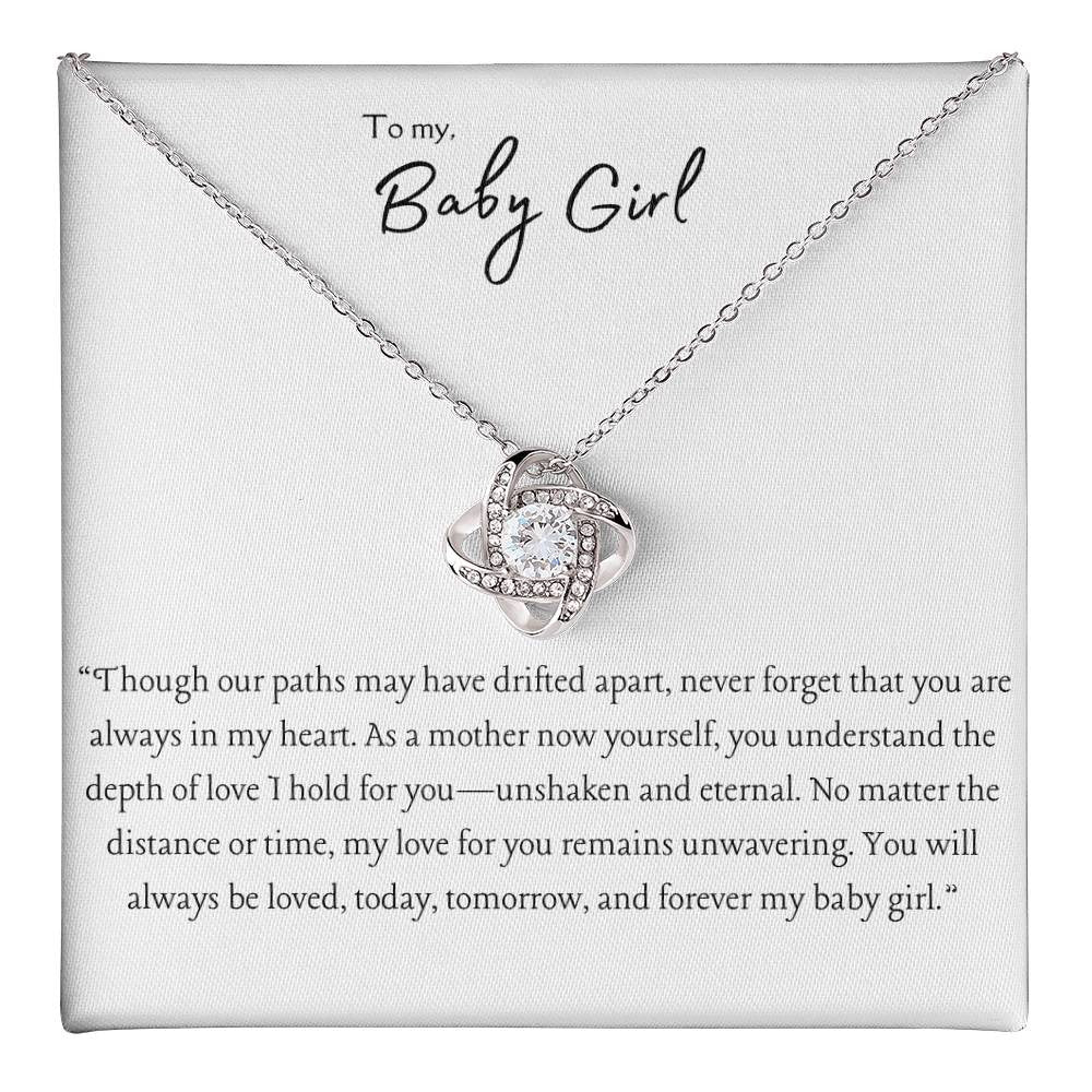 Baby Girl - Love Knot Necklace (Yellow & White Gold Variants)