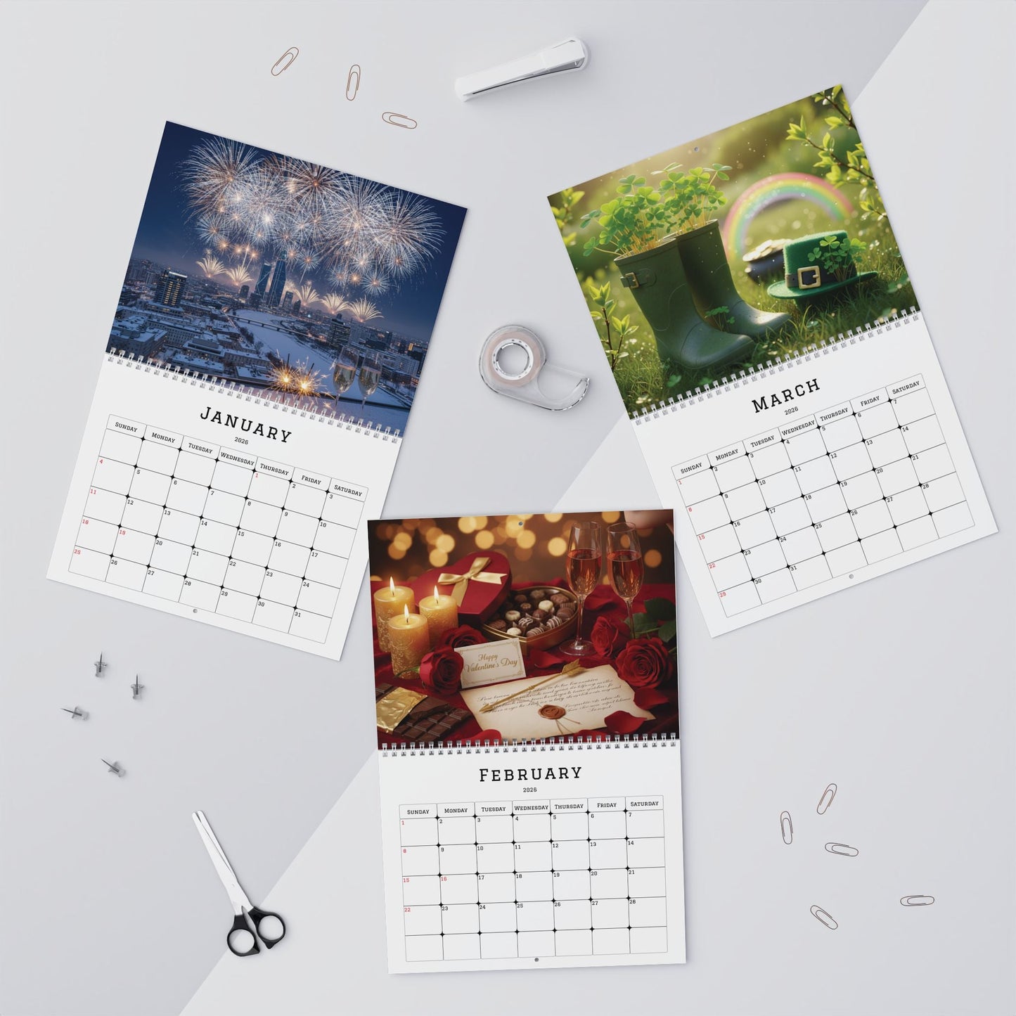 A Year in Seasons 2026 "Customizable" Wall Calendar – Seasonal Home Décor Gift - Bubble Gum Wink