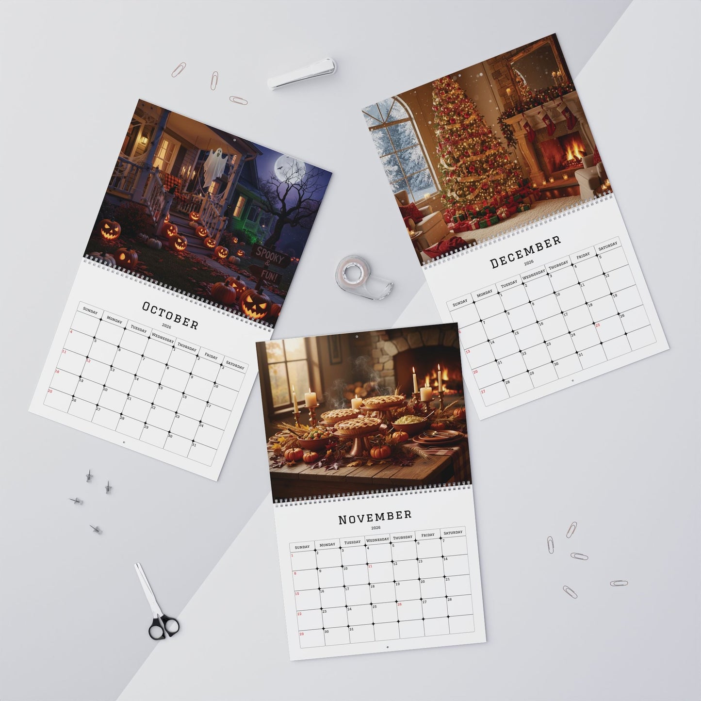 A Year in Seasons 2026 "Customizable" Wall Calendar – Seasonal Home Décor Gift - Bubble Gum Wink