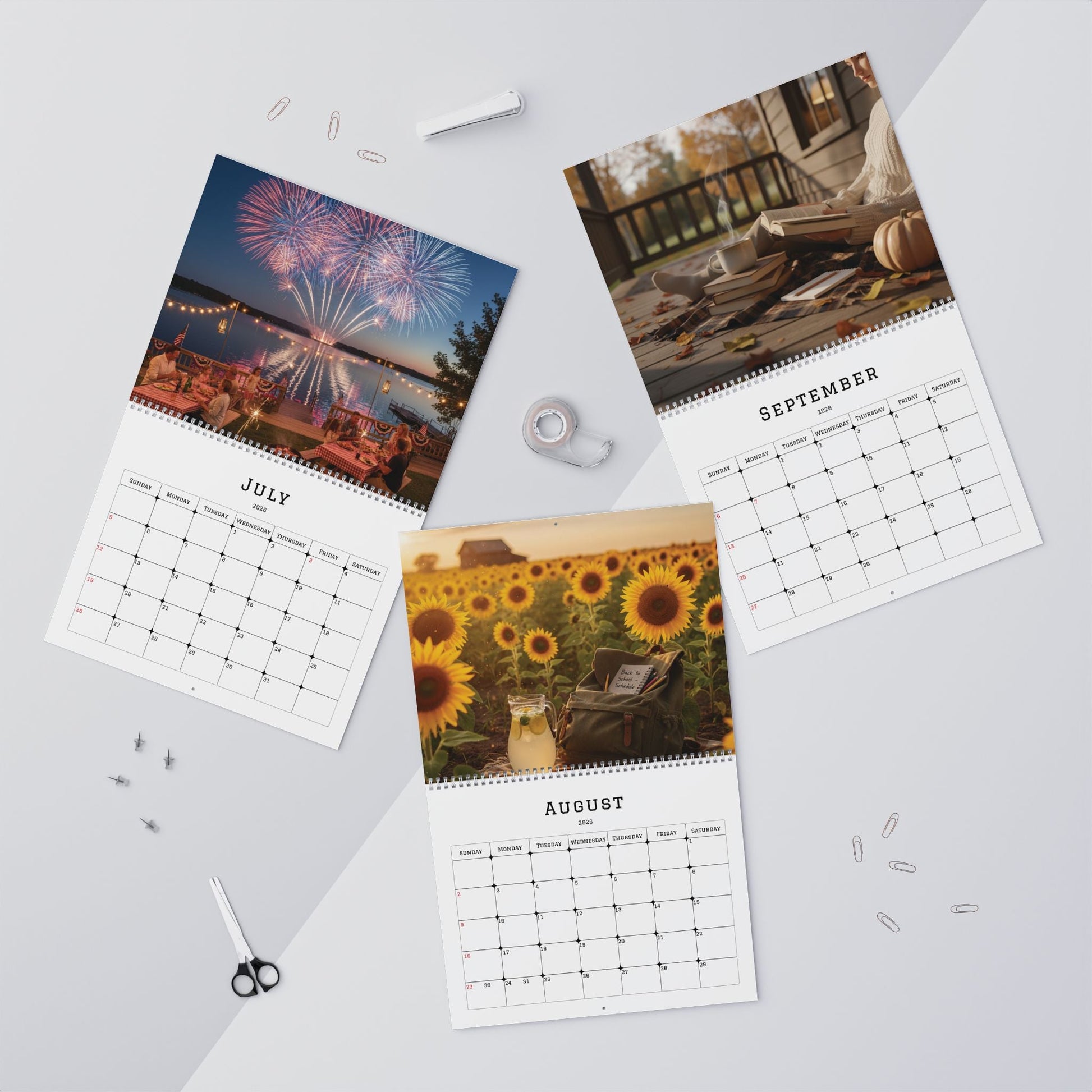 A Year in Seasons 2026 "Customizable" Wall Calendar – Seasonal Home Décor Gift - Bubble Gum Wink