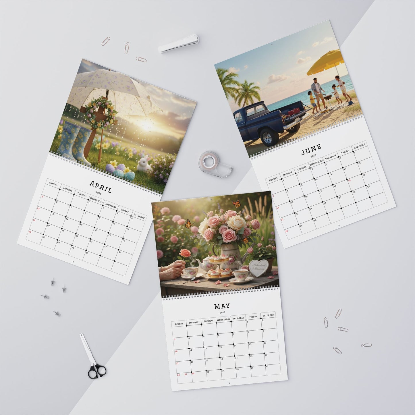 A Year in Seasons 2026 "Customizable" Wall Calendar – Seasonal Home Décor Gift - Bubble Gum Wink