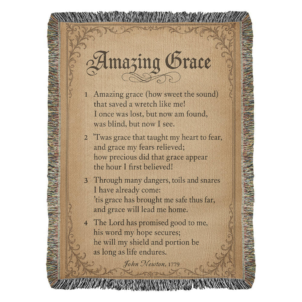 Amazing Grace Woven Throw Blanket – Hymn Collection | Faith Home Decor - Bubble Gum Wink