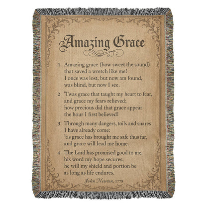 Amazing Grace Woven Throw Blanket – Hymn Collection | Faith Home Decor - Bubble Gum Wink