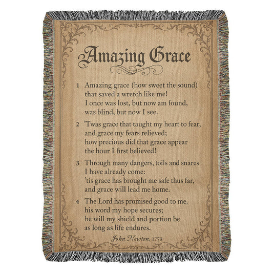 Amazing Grace Woven Throw Blanket – Hymn Collection | Faith Home Decor - Bubble Gum Wink