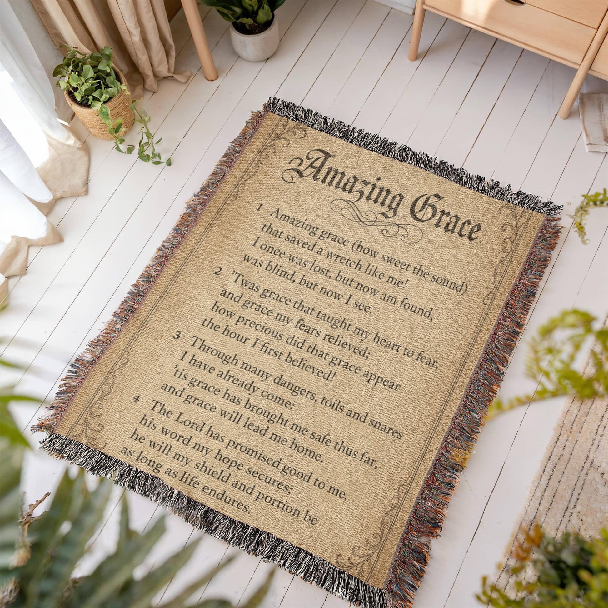 Amazing Grace Woven Throw Blanket – Hymn Collection | Faith Home Decor - Bubble Gum Wink