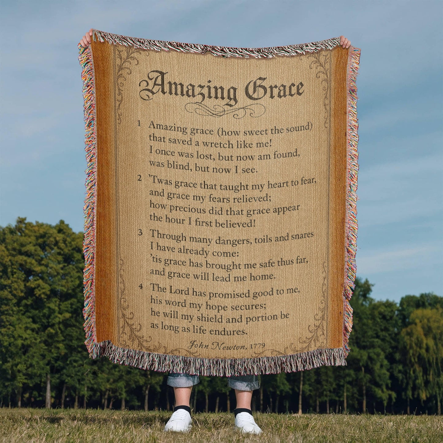 Amazing Grace Woven Throw Blanket – Hymn Collection | Faith Home Decor - Bubble Gum Wink