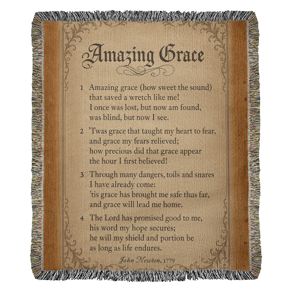 Amazing Grace Woven Throw Blanket – Hymn Collection | Faith Home Decor - Bubble Gum Wink