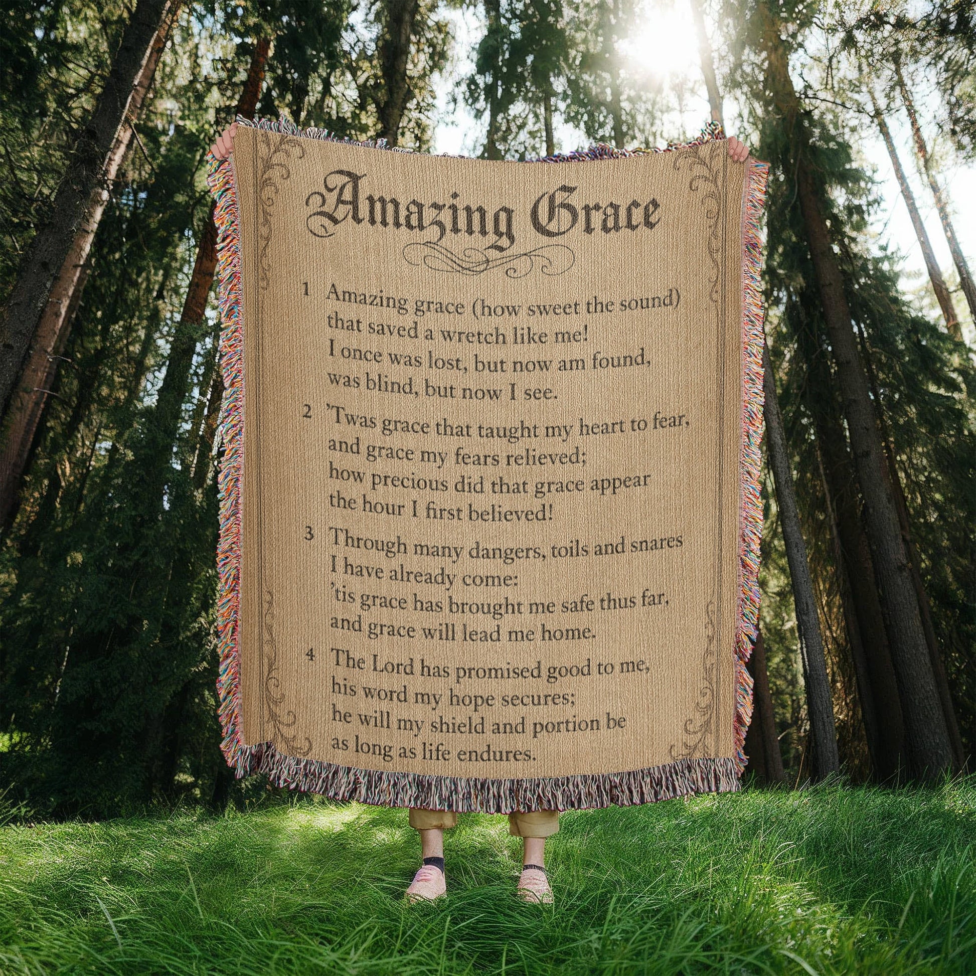 Amazing Grace Woven Throw Blanket – Hymn Collection | Faith Home Decor - Bubble Gum Wink