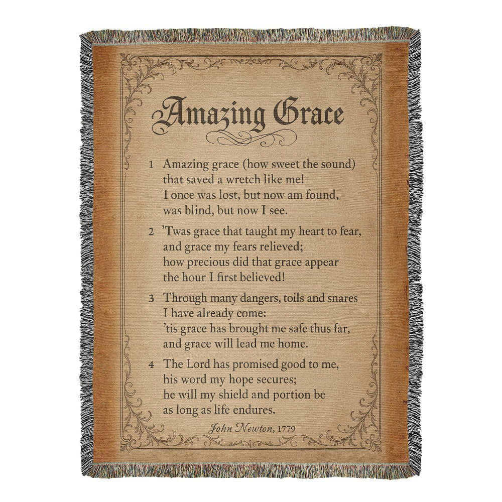 Amazing Grace Woven Throw Blanket – Hymn Collection | Faith Home Decor - Bubble Gum Wink