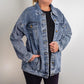 America First Always 2025 – Women’s Oversized Denim Jacket - Bubble Gum Wink