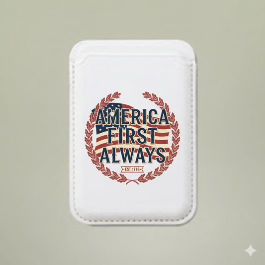 America First Always – Limited Edition MagSafe® Vegan Leather Wallet | Est. 1776 Heritage Design - Bubble Gum Wink