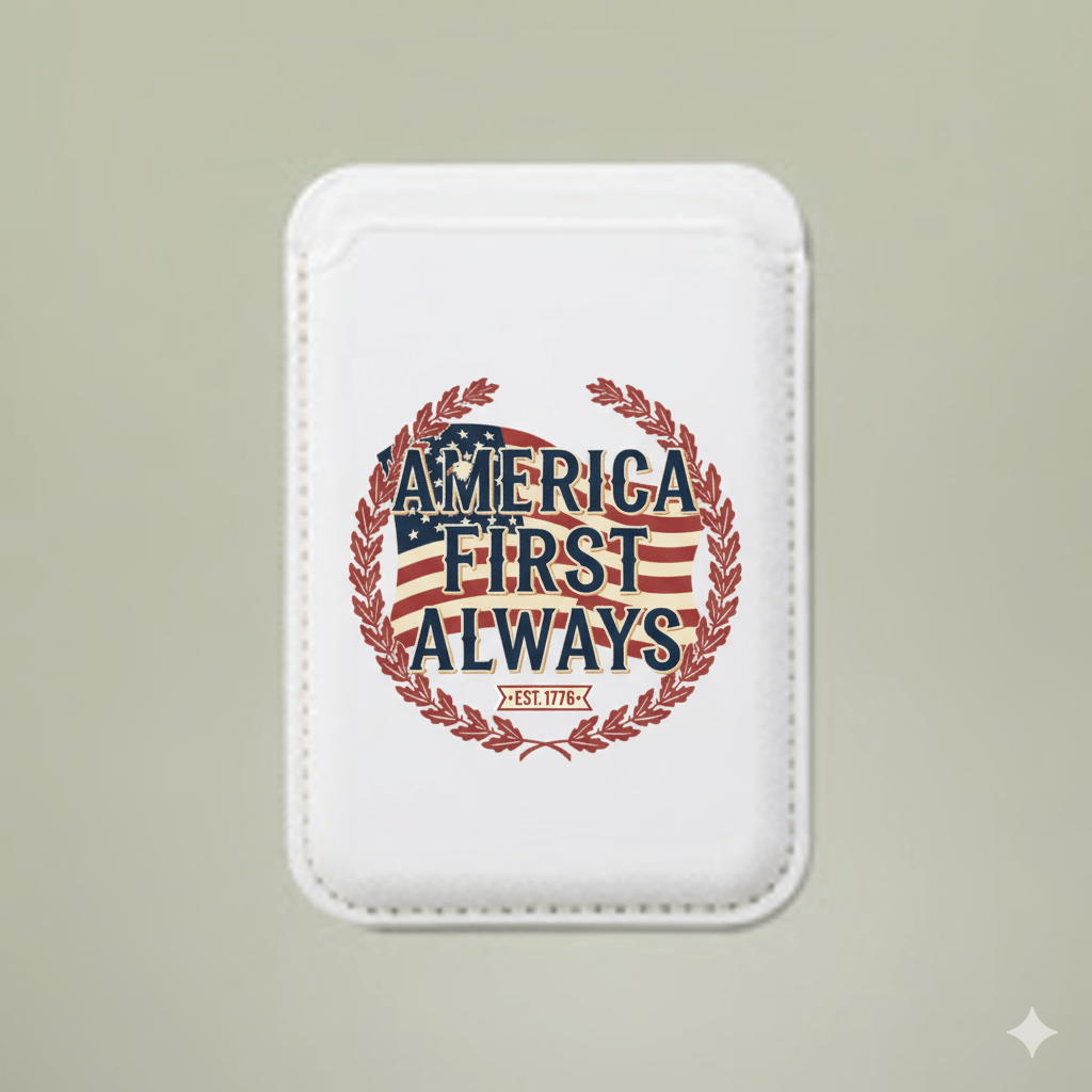 America First Always – Limited Edition MagSafe® Vegan Leather Wallet | Est. 1776 Heritage Design - Bubble Gum Wink