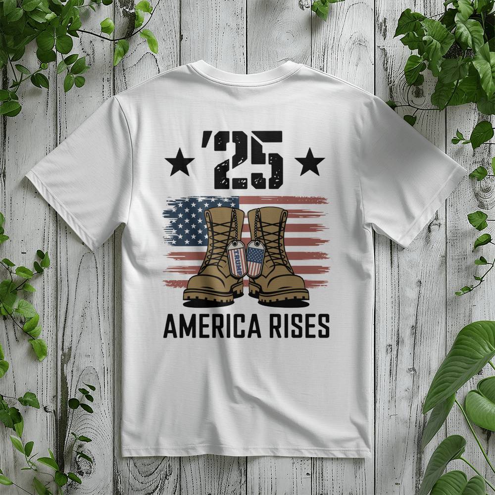 America Rises ’25 | Patriotic Unisex T-Shirt - Bubble Gum Wink