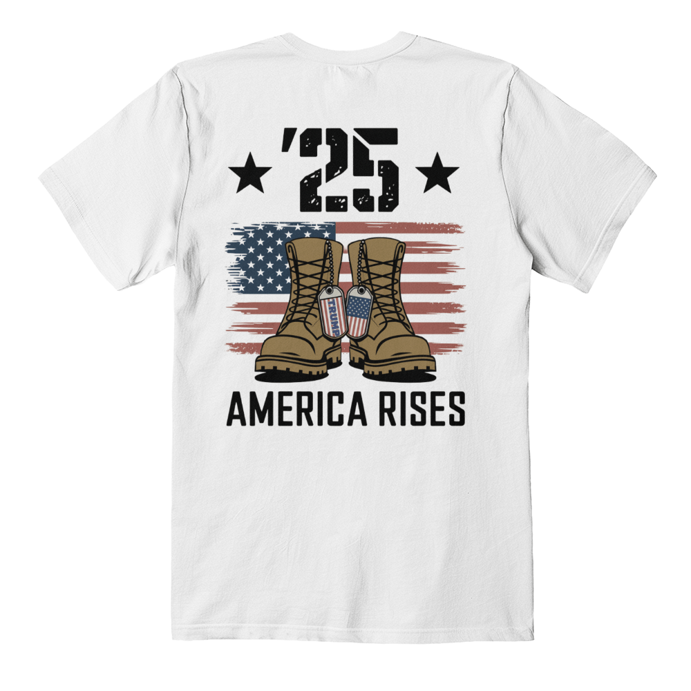 America Rises ’25 | Patriotic Unisex T-Shirt - Bubble Gum Wink