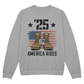 America Rises ‘25 Sweatshirt | Patriotic Unisex Crewneck - Bubble Gum Wink