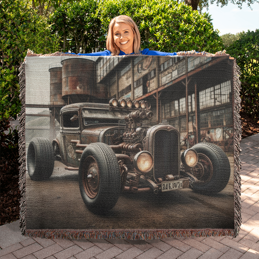 Steampunk Rat Rod Heirloom Throw Blanket 50x60