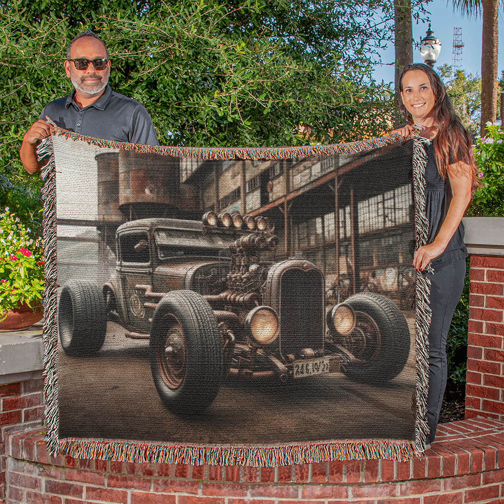 Steampunk Rat Rod Heirloom Throw Blanket 50x60