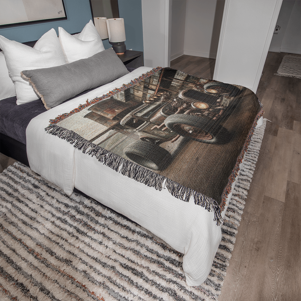 Steampunk Rat Rod Heirloom Throw Blanket 50x60