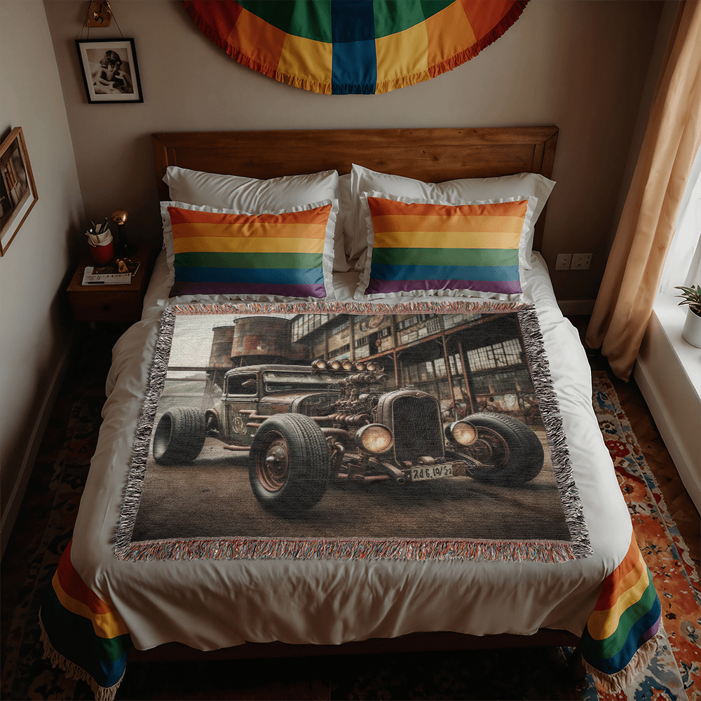 Steampunk Rat Rod Heirloom Throw Blanket 50x60