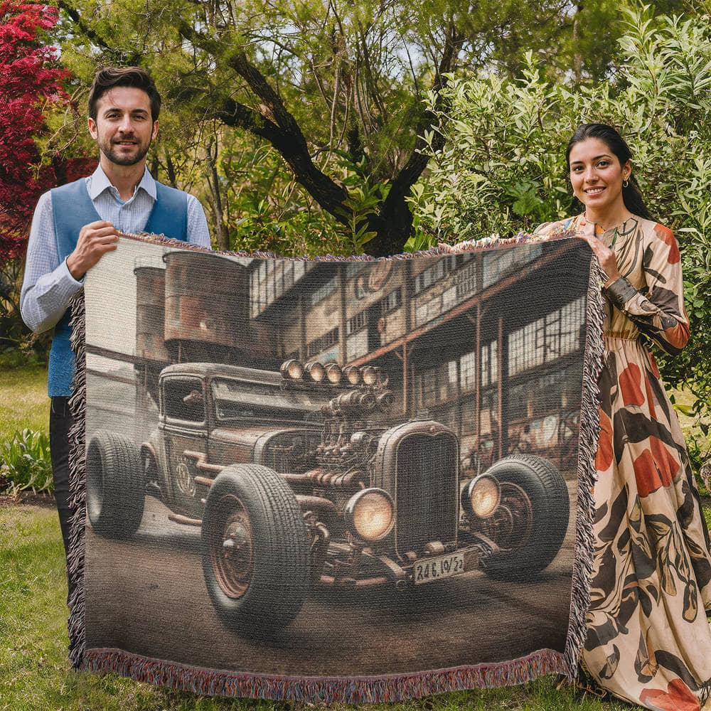 Steampunk Rat Rod Heirloom Throw Blanket 50x60