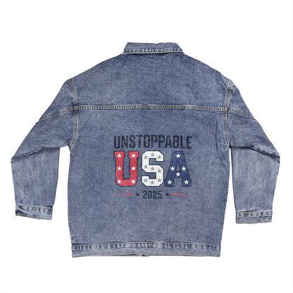 Unstoppable USA 2025 Oversized Womens Denim Jacket