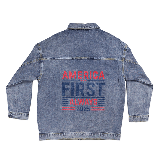 America First Always 2025 Womens Oversized Denim Jacket