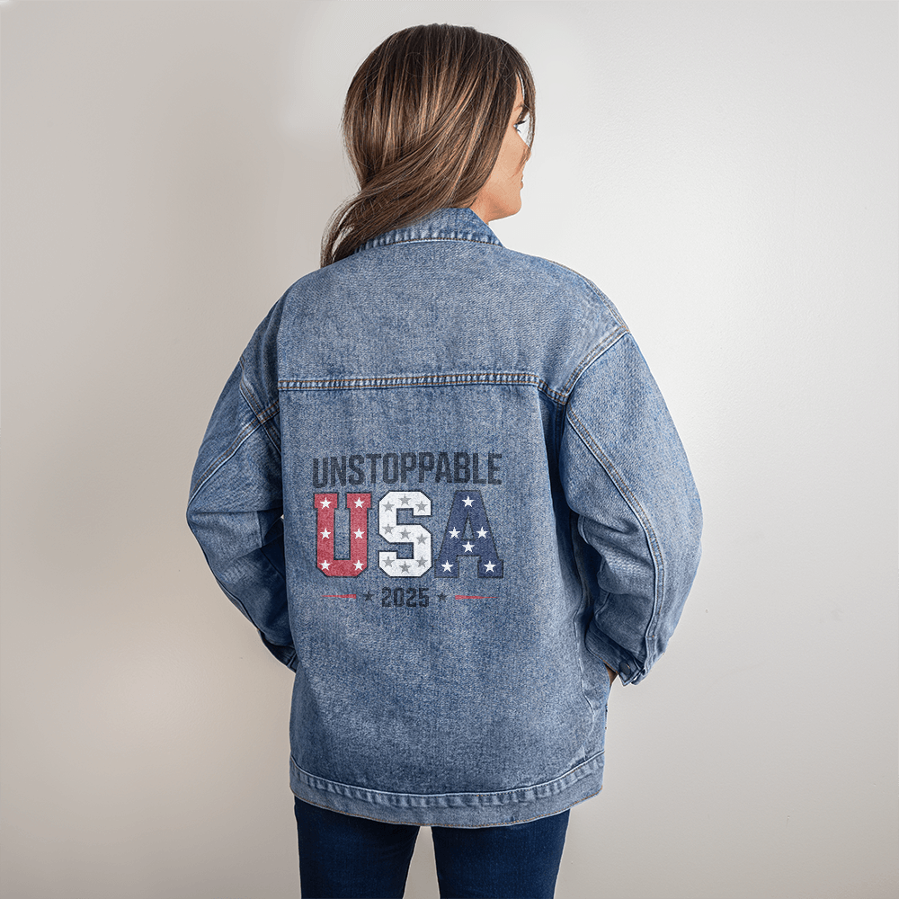 Unstoppable USA 2025 Oversized Womens Denim Jacket