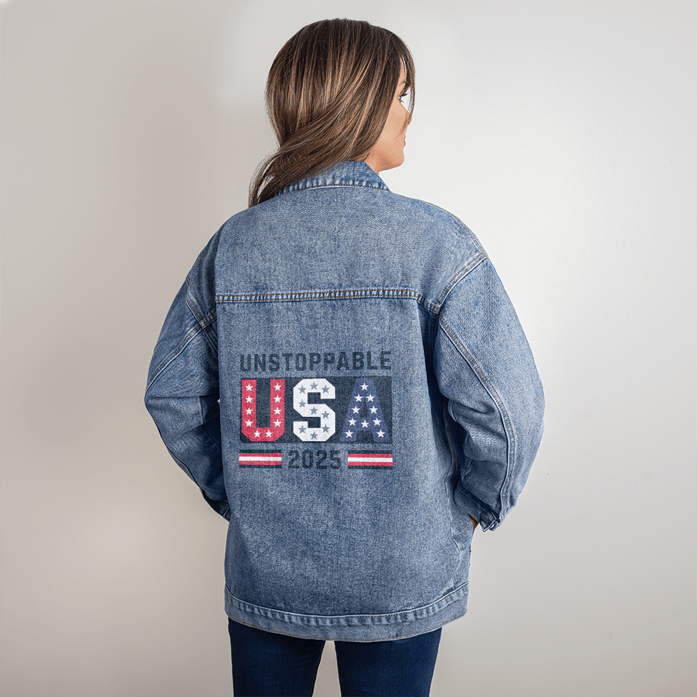 Bold USA Unstoppable 2025 Womens Oversized Denim Jacket