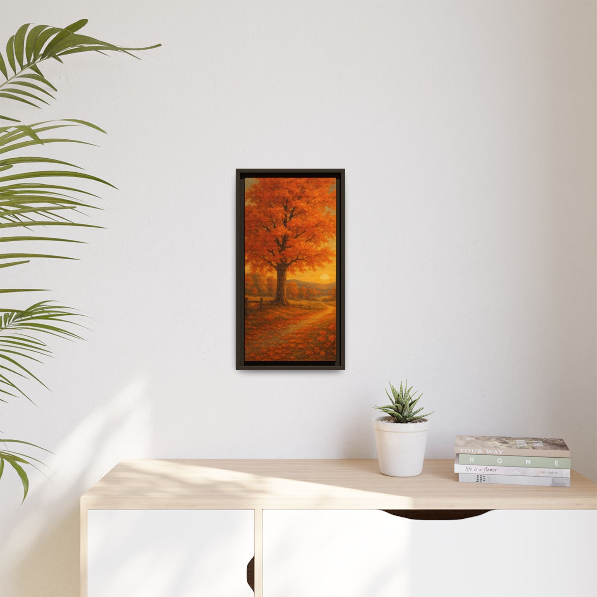 Autumn Tree Canvas Art Print, Fall Decor Wall Art, Framed Landscape Picture, Nature Inspired Home Decor, Thanksgiving Gift Idea - Bubble Gum Wink