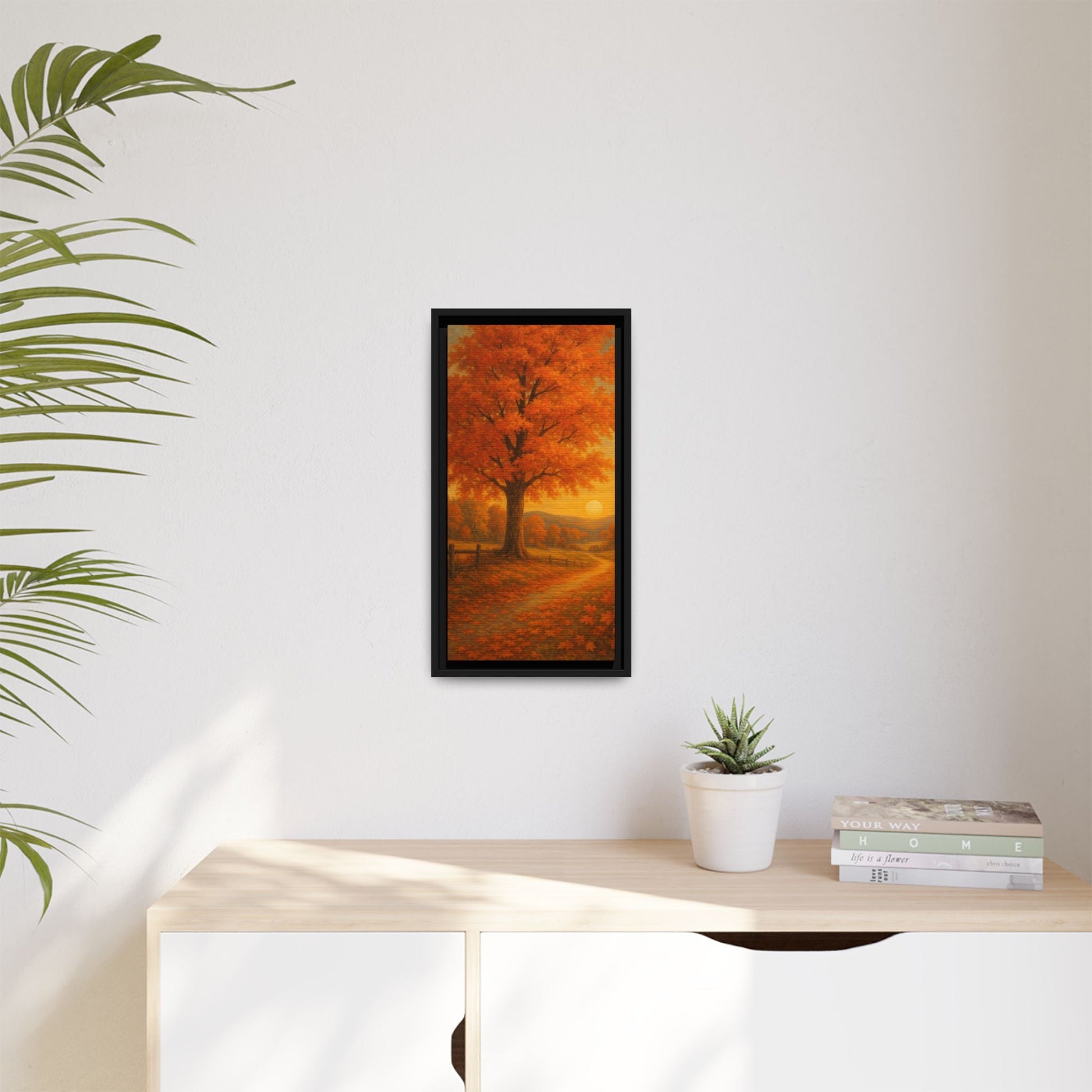 Autumn Tree Canvas Art Print, Fall Decor Wall Art, Framed Landscape Picture, Nature Inspired Home Decor, Thanksgiving Gift Idea - Bubble Gum Wink