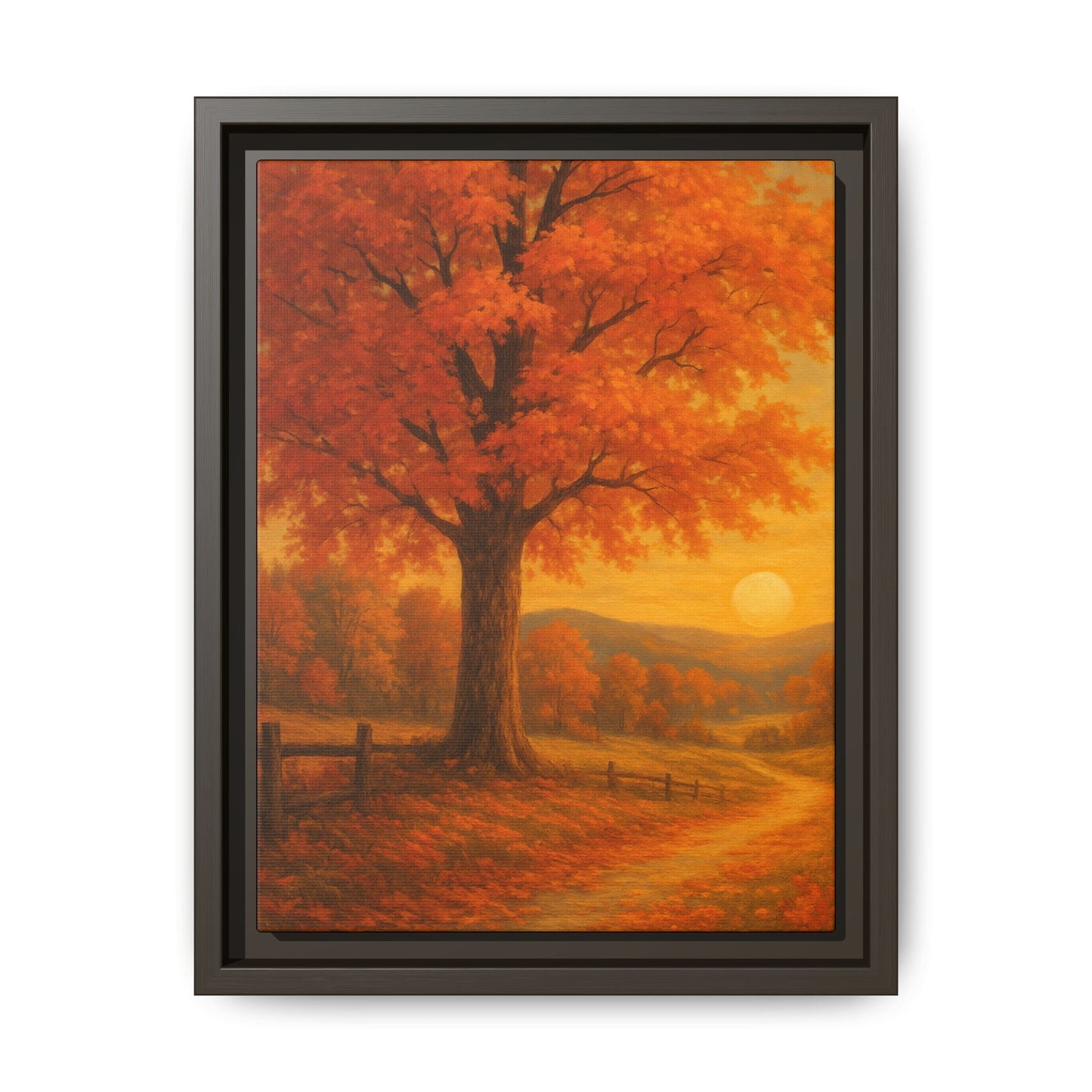 Autumn Tree Canvas Art Print, Fall Decor Wall Art, Framed Landscape Picture, Nature Inspired Home Decor, Thanksgiving Gift Idea - Bubble Gum Wink