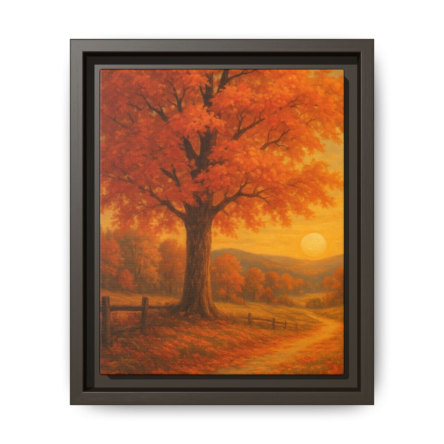 Autumn Tree Canvas Art Print, Fall Decor Wall Art, Framed Landscape Picture, Nature Inspired Home Decor, Thanksgiving Gift Idea - Bubble Gum Wink