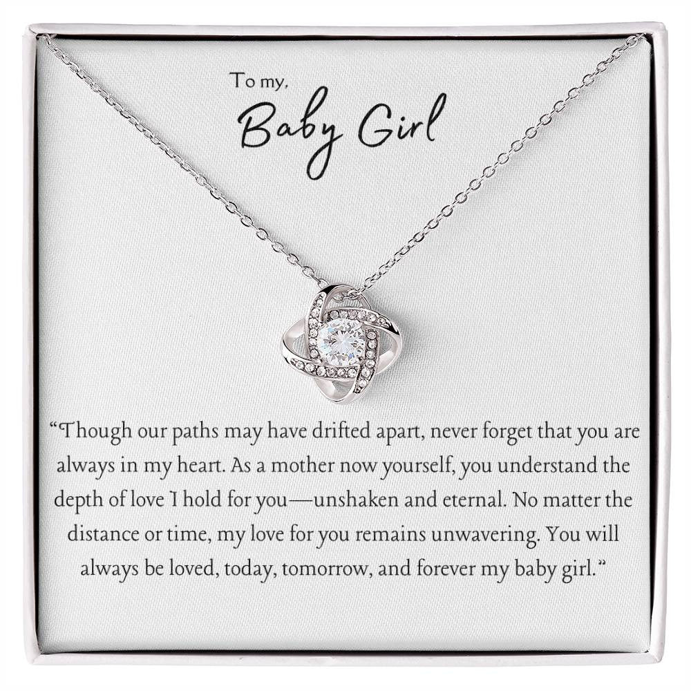 Baby Girl - Love Knot Necklace (Yellow & White Gold Variants)