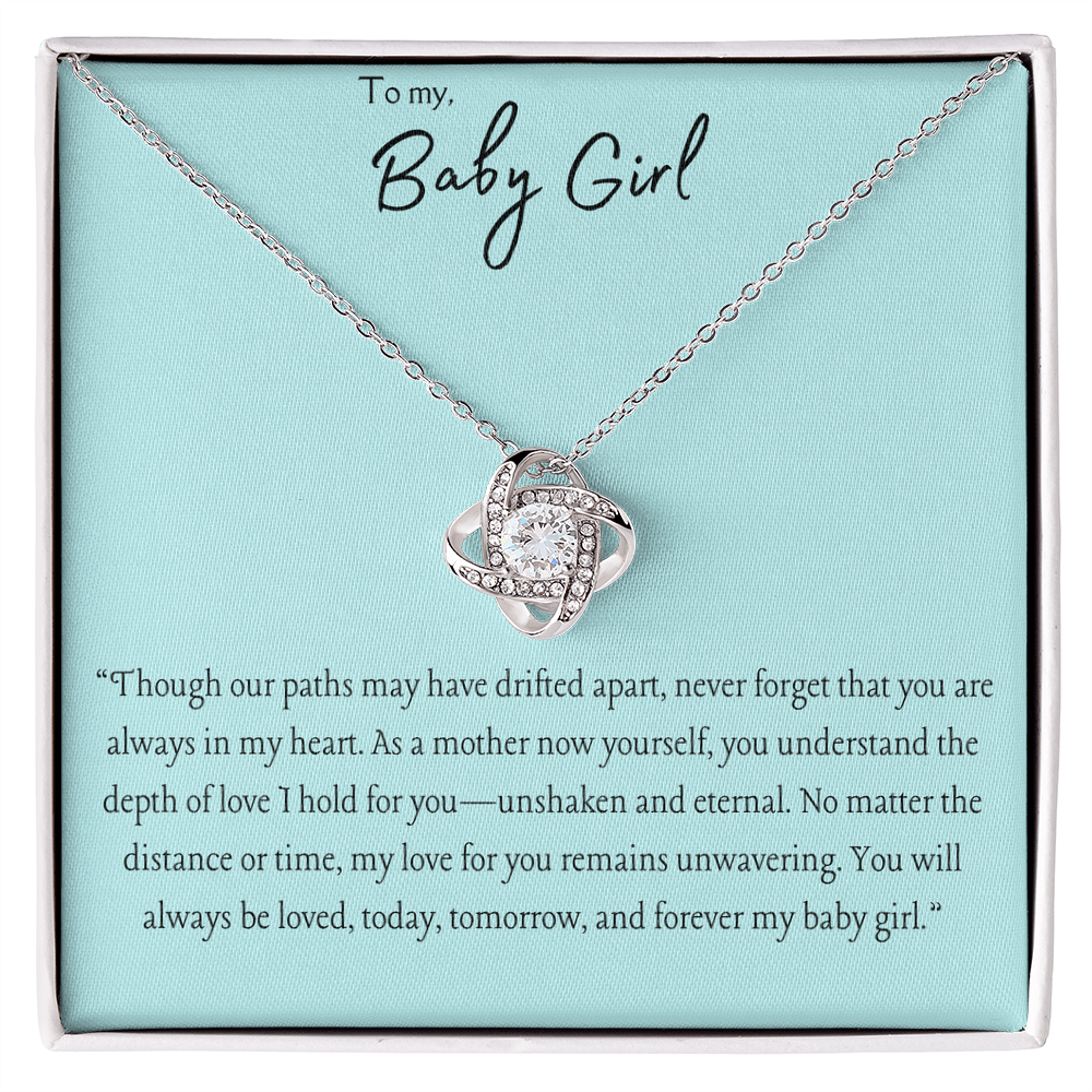 Baby Girl – Love Knot Necklace | Yellow or White Gold Finish - Bubble Gum Wink
