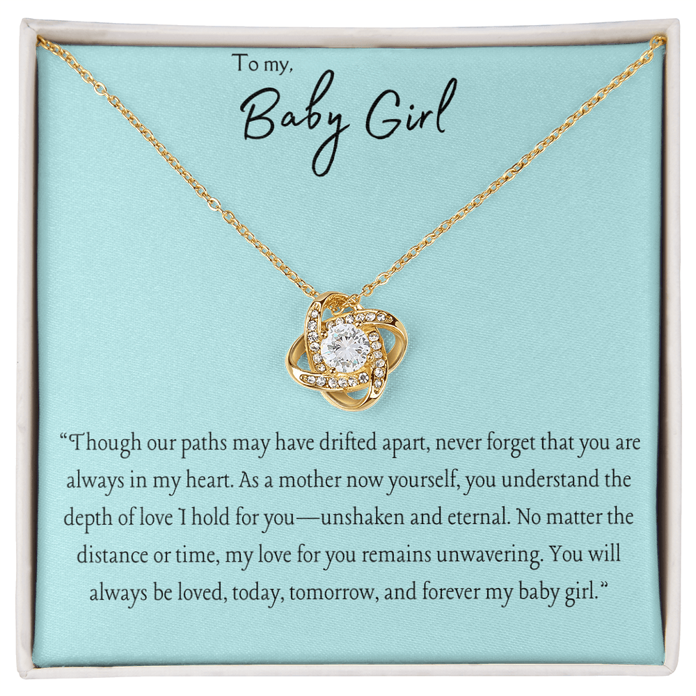 Baby Girl – Love Knot Necklace | Yellow or White Gold Finish - Bubble Gum Wink