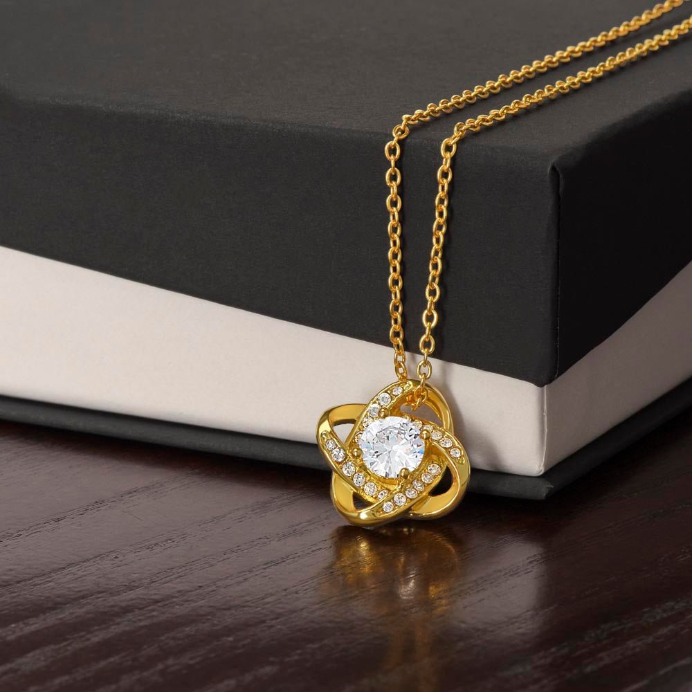 Baby Girl – Love Knot Necklace | Yellow or White Gold Finish - Bubble Gum Wink