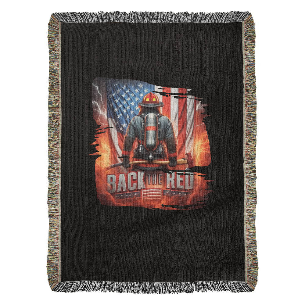 Back the Red Woven Throw Blanket – Firefighter Tribute - Bubble Gum Wink
