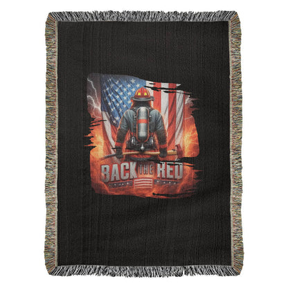 Back the Red Woven Throw Blanket – Firefighter Tribute - Bubble Gum Wink