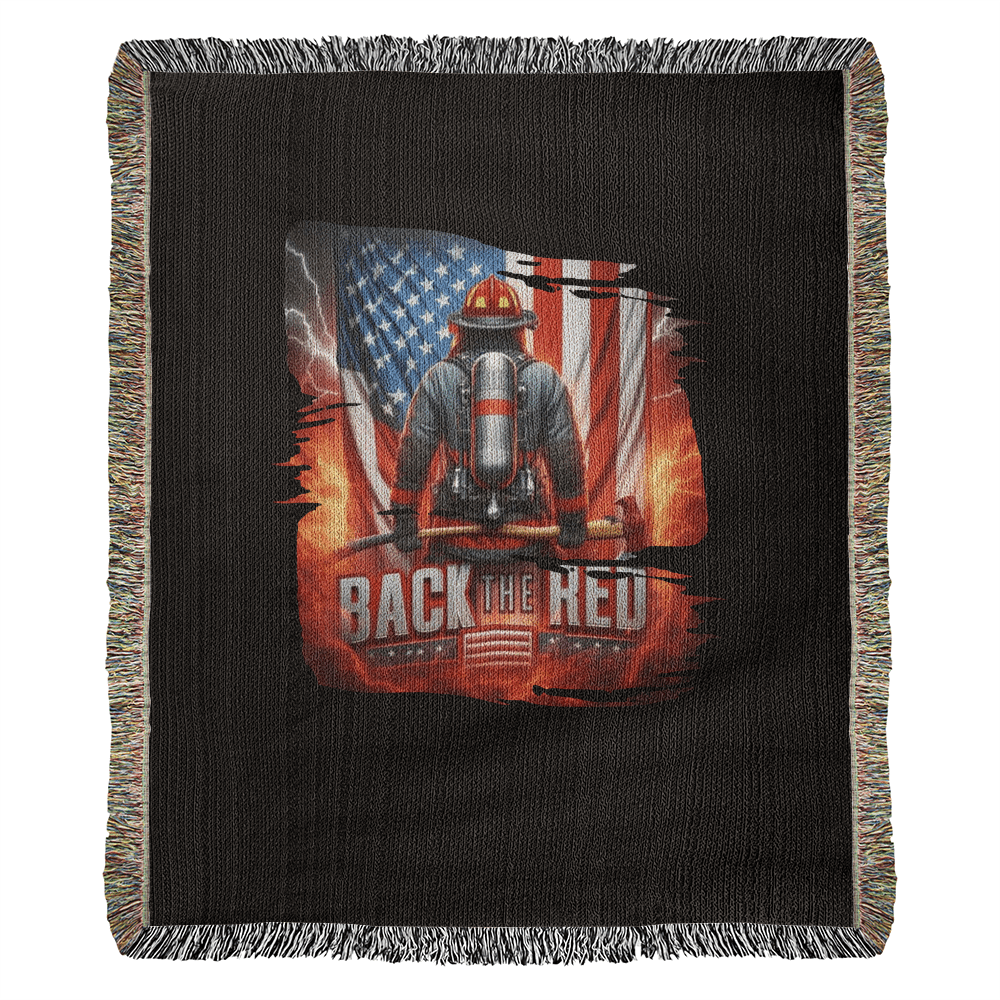 Back the Red Woven Throw Blanket – Firefighter Tribute - Bubble Gum Wink