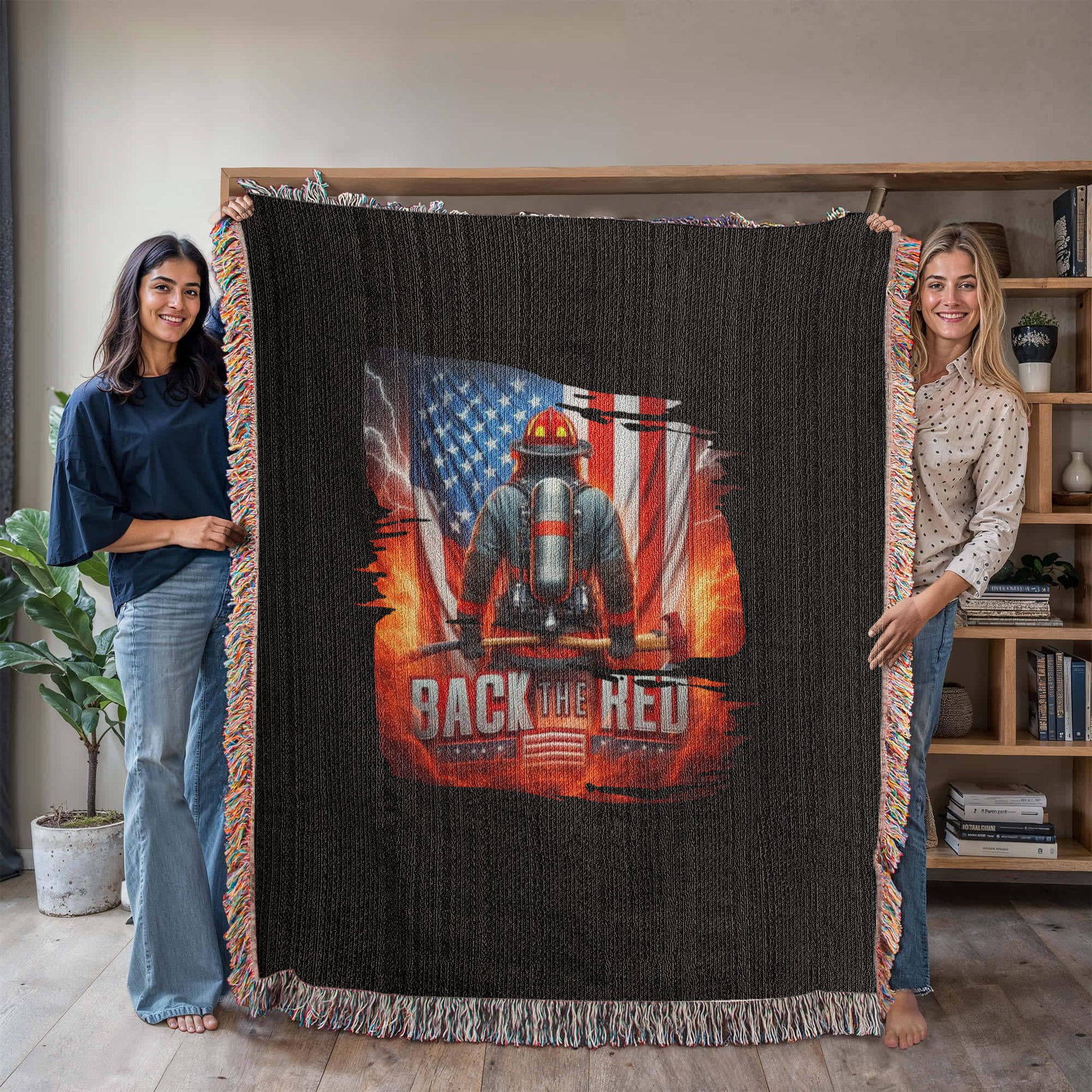 Back the Red Woven Throw Blanket – Firefighter Tribute - Bubble Gum Wink